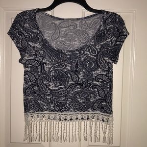 Crop top with fringe at bottom size small